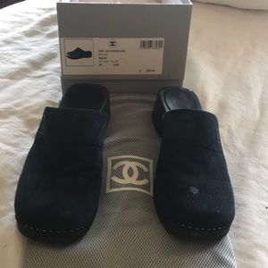 Chanel dark navy mules